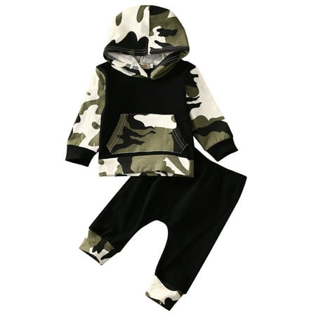 

VIKING GLORY Camouflage Newborn Baby Boys Toddler Hooded Tops +Long Pants 2Pcs Outfits Set Clothes