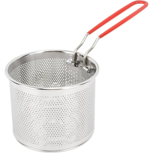 Deep Fryer Basket, Round Stainless Steel Deep Fryer Basket with Heat Resistant Handle, Kitchen Cooking Strainer Colander for Home Restaurant (12cm / 4.72in)