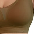 thumbnail image 5 of Pull on Bras for Women Plus Size Wireless Mesh V-Neck Full Cover Seamless Soft Everyday Bralettes Khaki 3XL, 5 of 5
