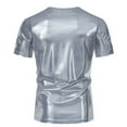 thumbnail image 5 of WTXUE T-Shirts Short Sleeve, Crew Neck Shirts for Men Sports T Shirt Casual Lapel Shiny T Shirt Top Solid | Dancewear for Men Silver M, 5 of 7