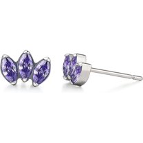 Limerencia Pure Titanium Hypoallergenic Earrings Crown Purple Cubic Zirconia Implantable Grade For Sensitive Ears