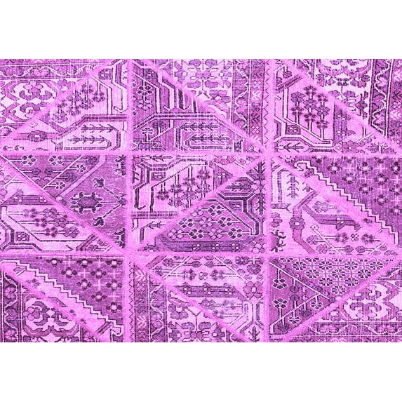 Ahgly Company Indoor Rectangle Patchwork Purple Transitional Area Rugs, 2' x 3'