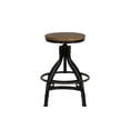 thumbnail image 2 of Powell Samuel 24-30" Indoor Adjustable Wood and Metal Swivel Bar Stool, Set of 2, Gunmetal/Brown, 2 of 16
