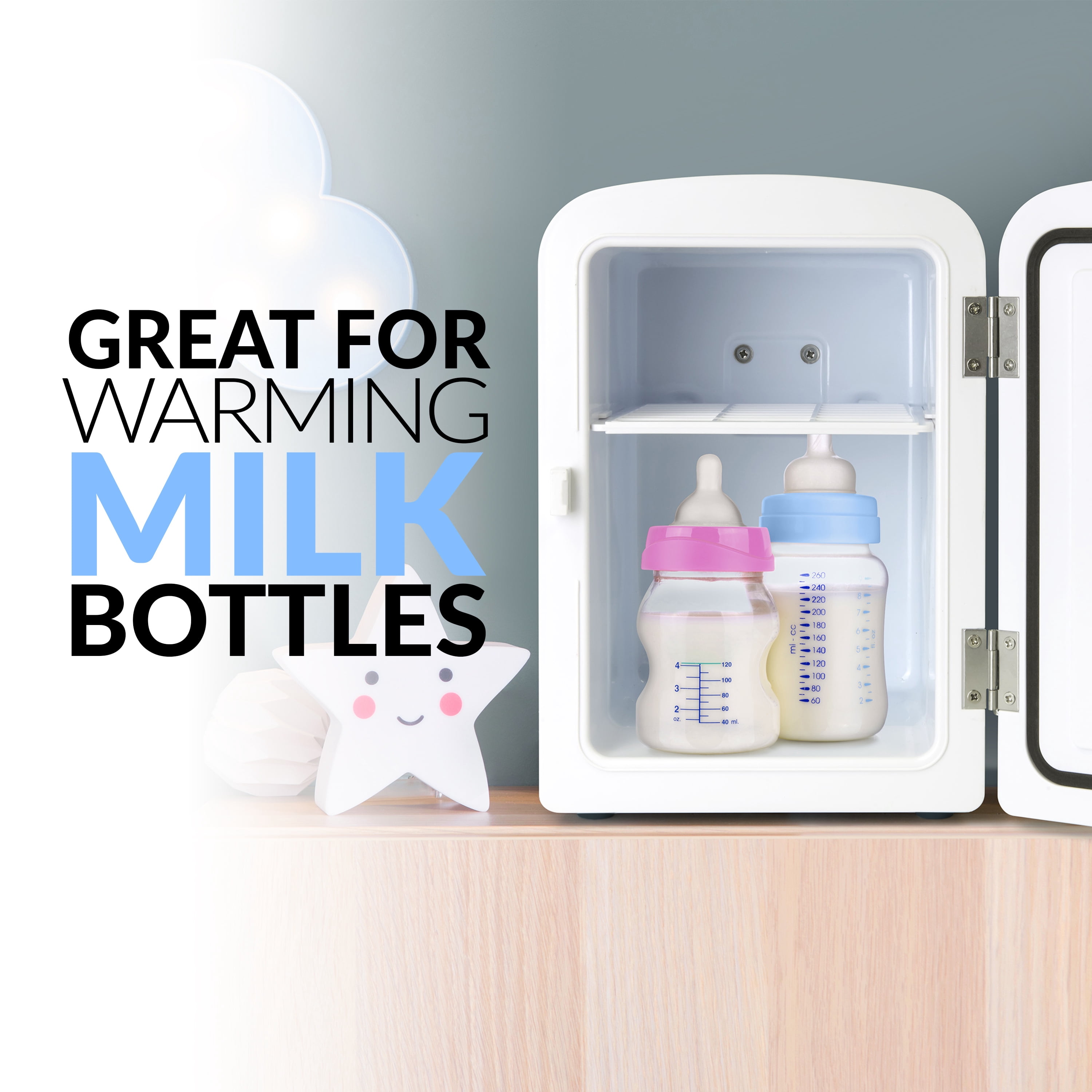 Nostalgia Retro Mini Personal Fridge, 6-Can Cooling and Heating Mini Refrigerator with Dry Erase Board