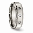 thumbnail image 5 of Titanium Polished 1/5ct. tw. Diamond Ridged Edge Band Size: 12; for Adults and Teens; for Women and Men, 5 of 7