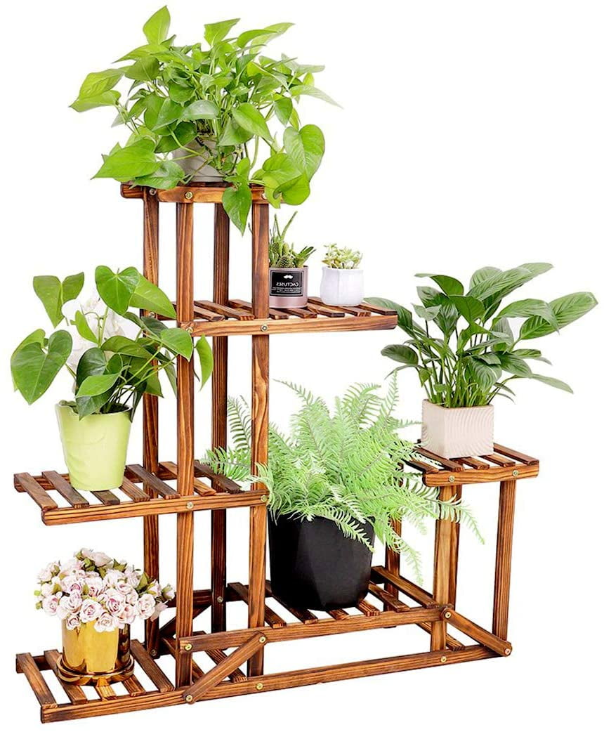 unho Plants Stand Wooden Shelf Tiered Flower Rack Holder Planter Pots