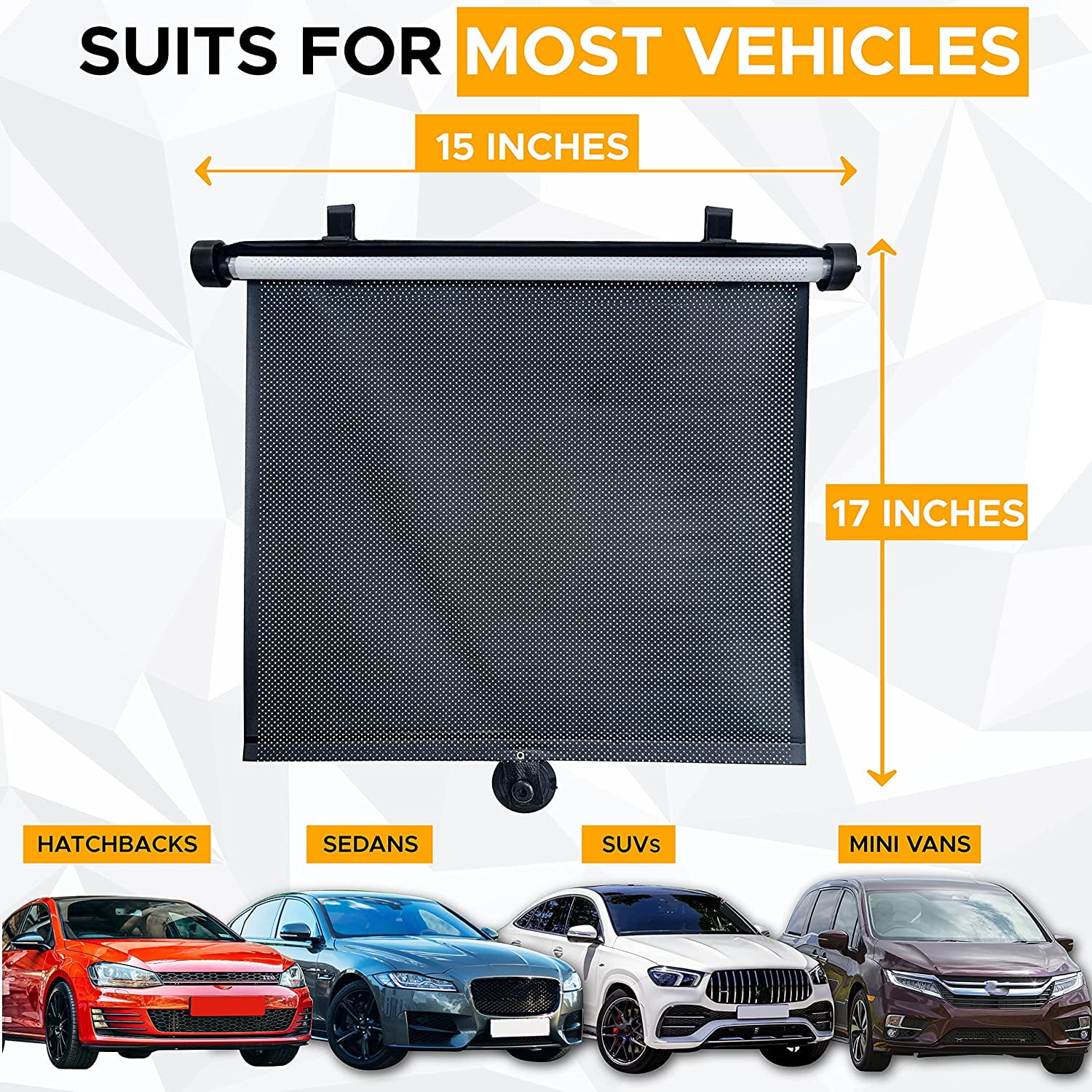 EcoNour Car Side Window Sun Shade (2 Pack) | 98% UV and Sun Glare Protection Retractable Car Roller Sunshade | Automotive Window Shade Fit for Most Car, SUV, Truck