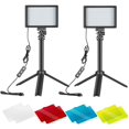thumbnail image 1 of Plannu Dimmable 5600K USB LED Vidéo Lumière 2-Pack avec Support de Trépied Réglable et Filtres de Couleur pour la Prise de Vue de Table / Angle Bas, Zoom / Conférence Vidéo Éclairage / Jeu Streaming / Photographie Vidéo Youtube, 1 of 4