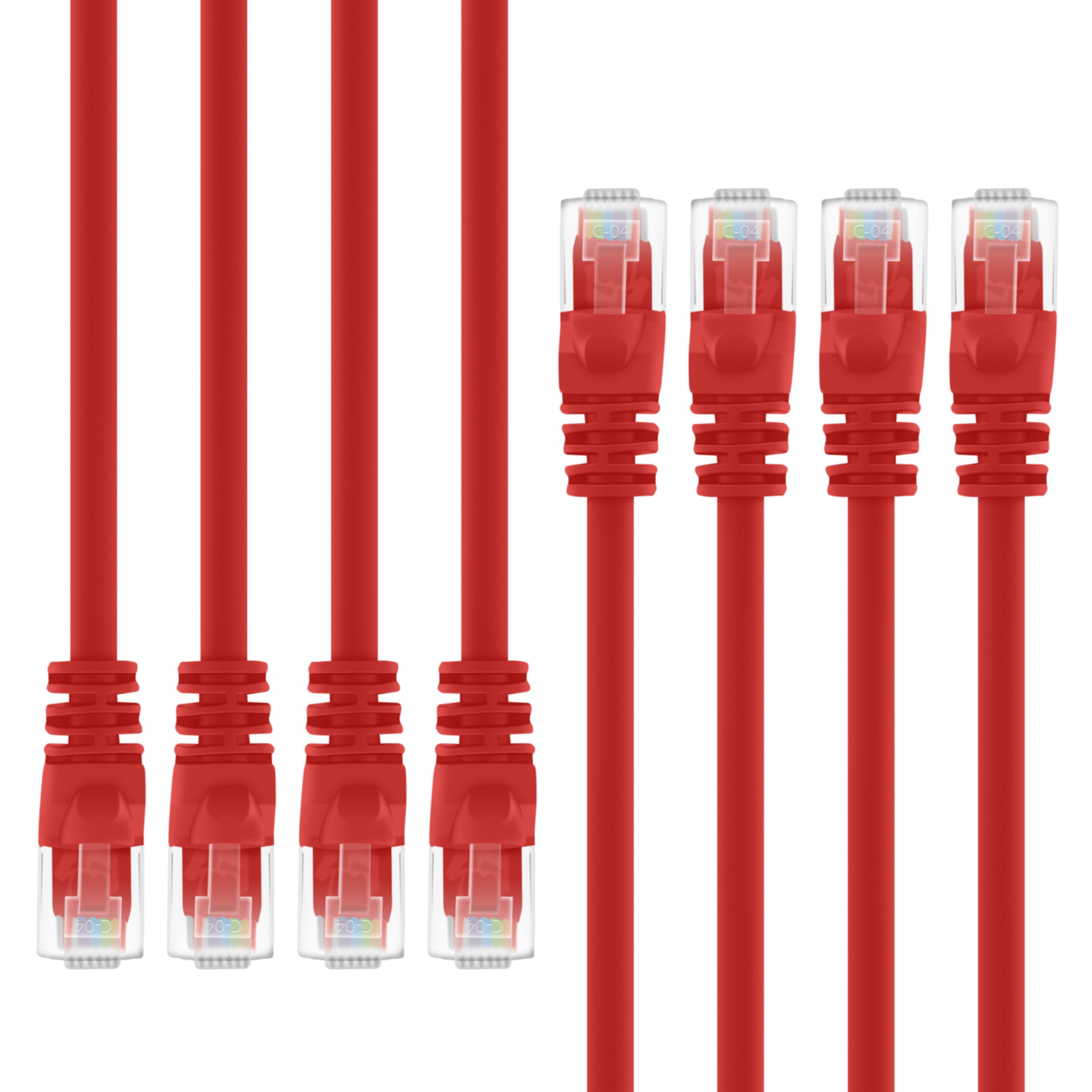 Red Cat 6 Ethernet Cable Cat6 Snagless Patch 1 Foot Computer LAN Network Cord GearIT 20 Pack 