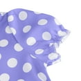 thumbnail image 5 of Lumtrix Girls Short Sleeve 50s Lapel Vintage Swing Dress Polka Dot Dress Casual A-Line Party Dress for 3-14 Years Purple 130-M, 5 of 7