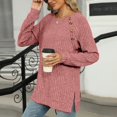 thumbnail image 5 of COMVALUE Womens Long Sleeve Shirts Trendy Button Decor Tunic Side Split Casual Lightweight Fall Sweaters (Pink, M), 5 of 7