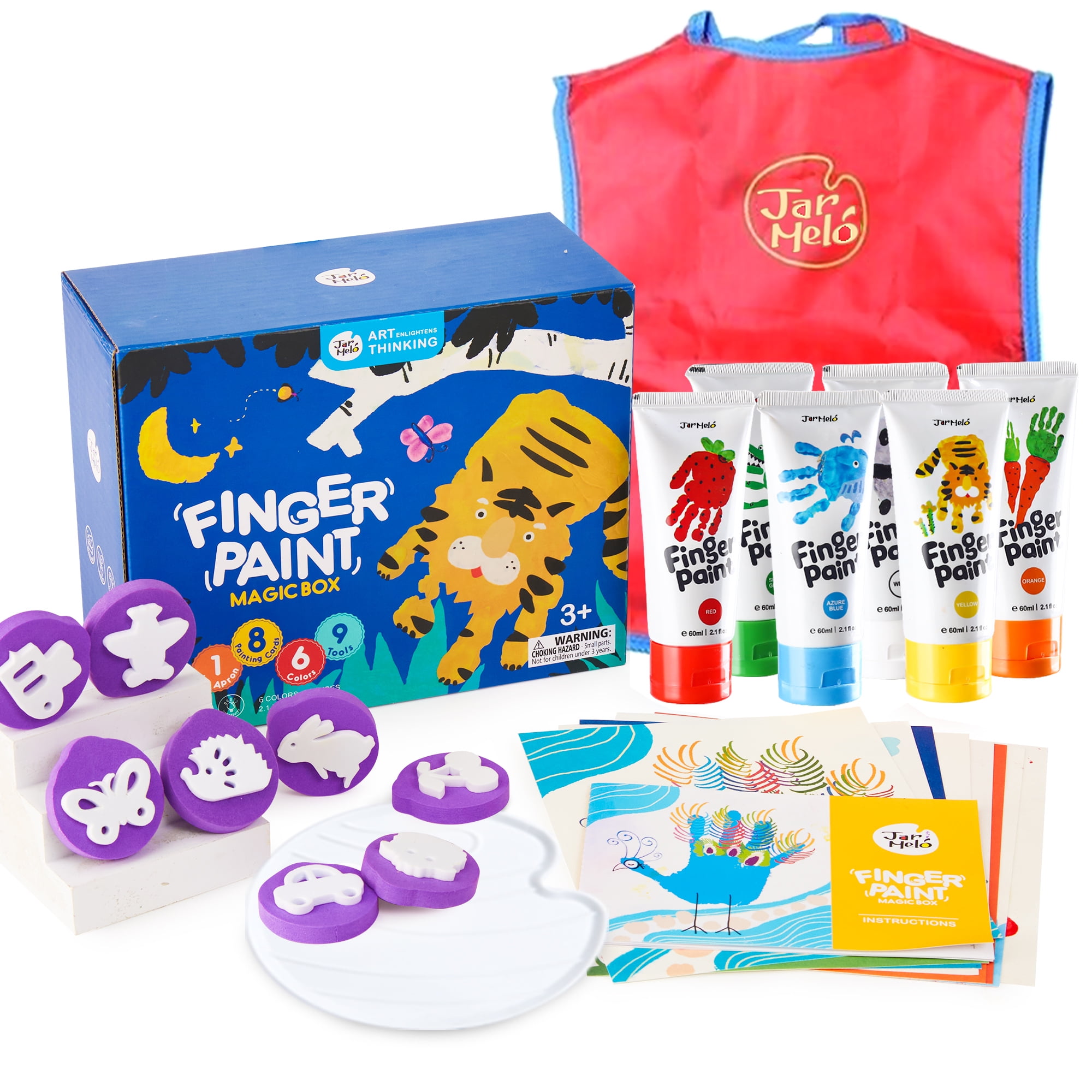  KEFF Kids and Toddler Paint Set - Washable Tempera Finger Painting  Set with Non Toxic Watercolor, Acrylic Pots, Sponges & More Art and Crafts  Supplies : Toys & Games
