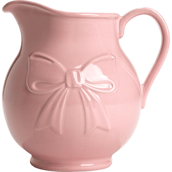 Paris Hilton Ceramic Stoneware Pitcher, 2.5-Quart, Bow Design, Microwave and Dishwasher Safe, London Pink