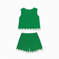 thumbnail image 5 of TOWED22 Girls 2 Piece Short Set Baby Girl Summer Clothes Ruffle Sleeve T-Shirt and Bow Knot Shorts Toddler Girl Outfit Set(Blazer,11-12 Y ), 5 of 5