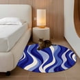 thumbnail image 3 of Round Area Rug 4 Ft, Blue Moire Washable Non-Slip Circle Carpet for Living Room/Bedroom, Classic Modern Abstract Art Elegant Low-Profile Crawling Mats Collection Rugs for Indoor, 3 of 7