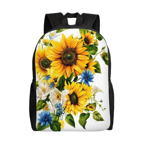Floral Sunflower Backpack Full Front Print Travel Laptop Bag for Men and Women