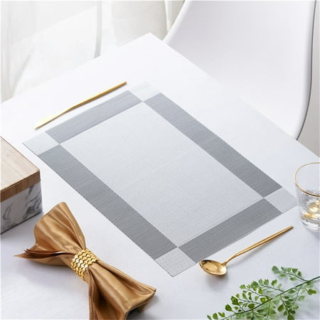 

WOCACHI 4pcs Frame Western Placemat Pvc Heat Insulation Mat Rectangular Simple Table Mat Household Leave in Plate Mat 17.71in