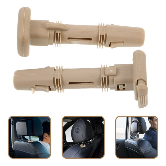 OUNONA 2Pcs Beige Plastic Car Headrest Guide Inserts for Seat Post and Locking Mechanism
