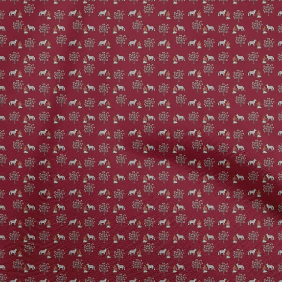 oneOone Polyester Spandex Maroon Fabric Animal Quilting Supplies Print Sewing Fabric By The Yard 56 Inch Wide