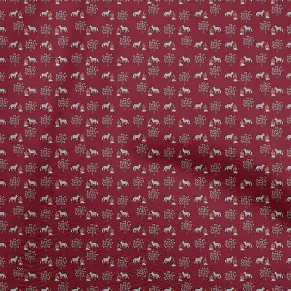 oneOone Cotton Poplin Twill Maroon Fabric Animal Craft Projects Decor Fabric Printed By The Yard 56 Inch Wide