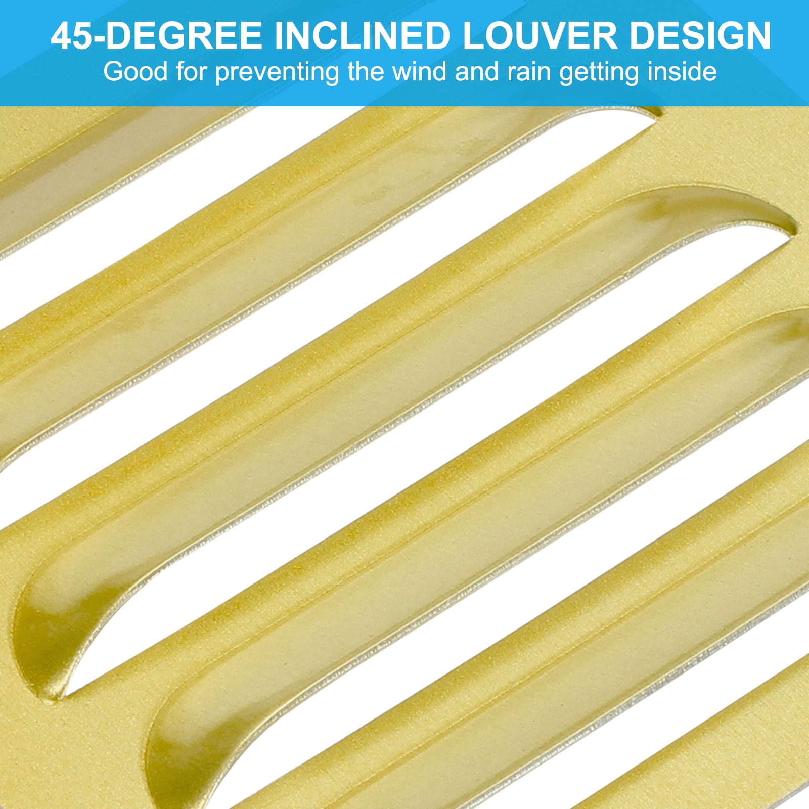 Uxcell Aluminum Vent Cover, Screen Air Grille Ventilation Cover HVAC Louvered Grill for Home Kitchen Fireplace 4x4 Inch Gold