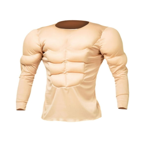 Kuntesetty Men Muscle Shirt Costume Funny Muscle 3D Shirt Comfortable Bodybuilder Cloth for