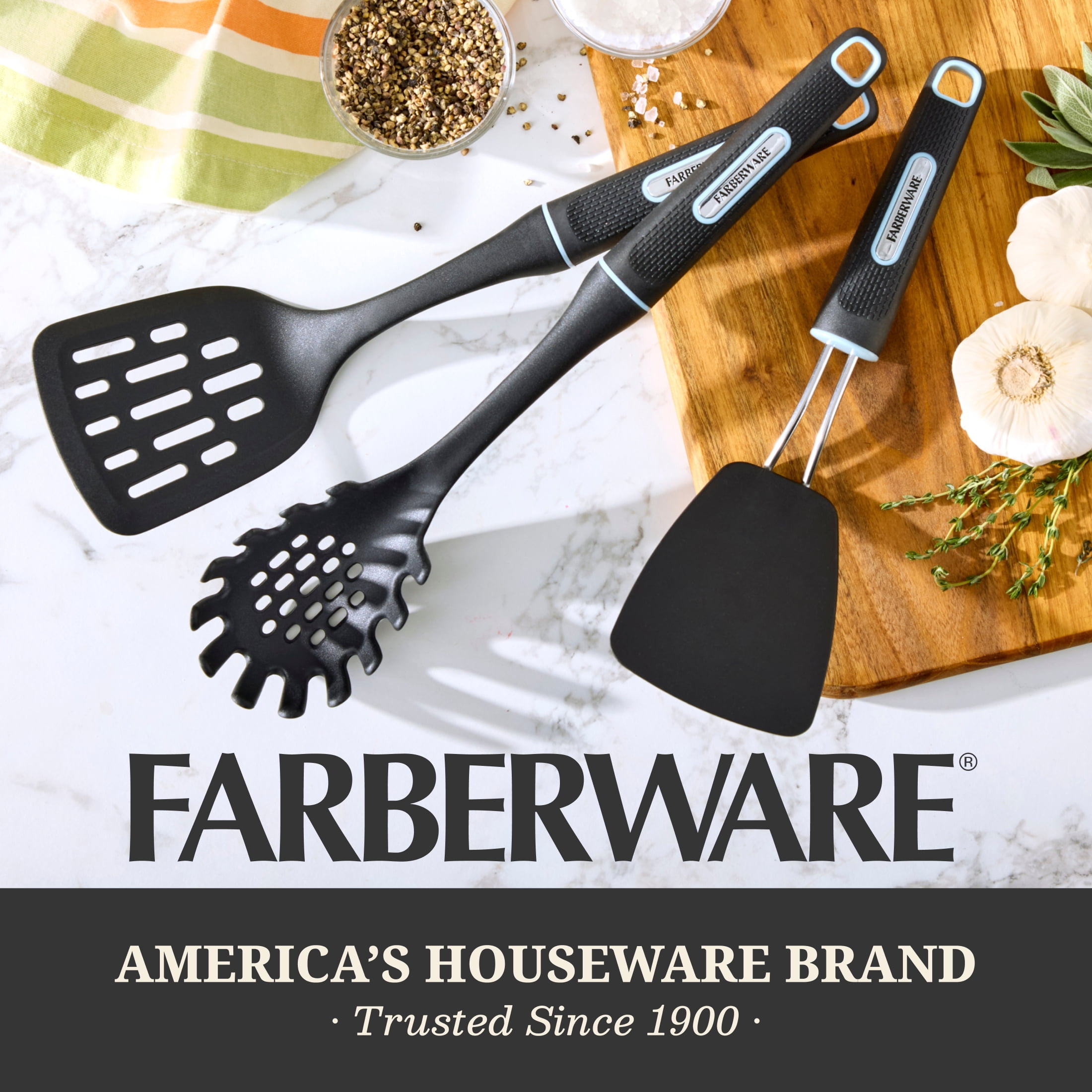 Farberware Soft Grips 2-piece Silicone Kitchen Spatula and Jar Spatula Set Slate Blue