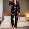 thumbnail image 2 of Shadoumai Womens Silk Pajamas Bow Long Sleeve Satin Pajama Set Silky Button Down Fall Pjs Loungewear Sets, 2 of 4