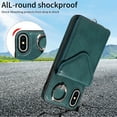 thumbnail image 2 of Allytech iPhone X/ iPhone XS Case with Ring Holder & Shoulder Strap, Retro PU Leather Cards Slots Kickstand Detachable Lanyard Shockproof Wallet Case Cover for Apple iPhone X/ iPhone XS - Green, 2 of 14
