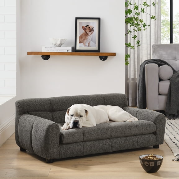Jopath Pet Sofa with Backrest and Armrests, Rectangular Comfortable Pet Sofas for Small and Medium-Sized Dogs Dark Gray