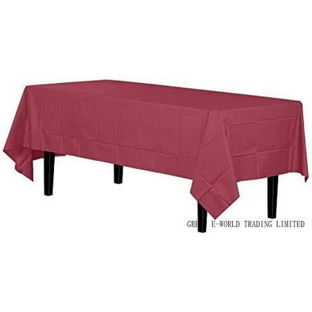 

12-Pack Premium Plastic Tablecloth 54In. X 108In. Rectangle Table Cover - Burgundy