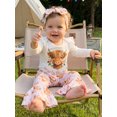 thumbnail image 3 of RUINIXCW Baby Girl Fall Outfits Cow Print Long Sleeve Romper Flare Pants Headband, 3 of 8