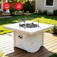 thumbnail image 7 of CostaElm 42'' Outdoor Fire Pit Table, 55,000 BTU Heat Output Gas Propane Fire Pit Table with Glass Wind Guards & Removable Cover Lid, White, 7 of 7