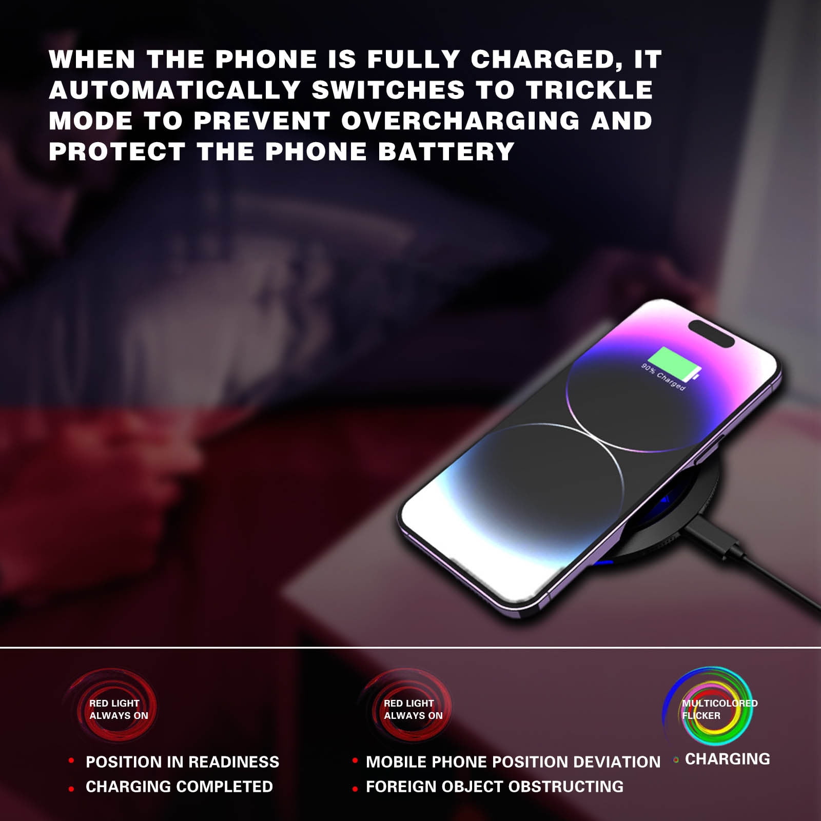 Clearance!15W Fast Wireless Charger with LED Light-Compact Disc