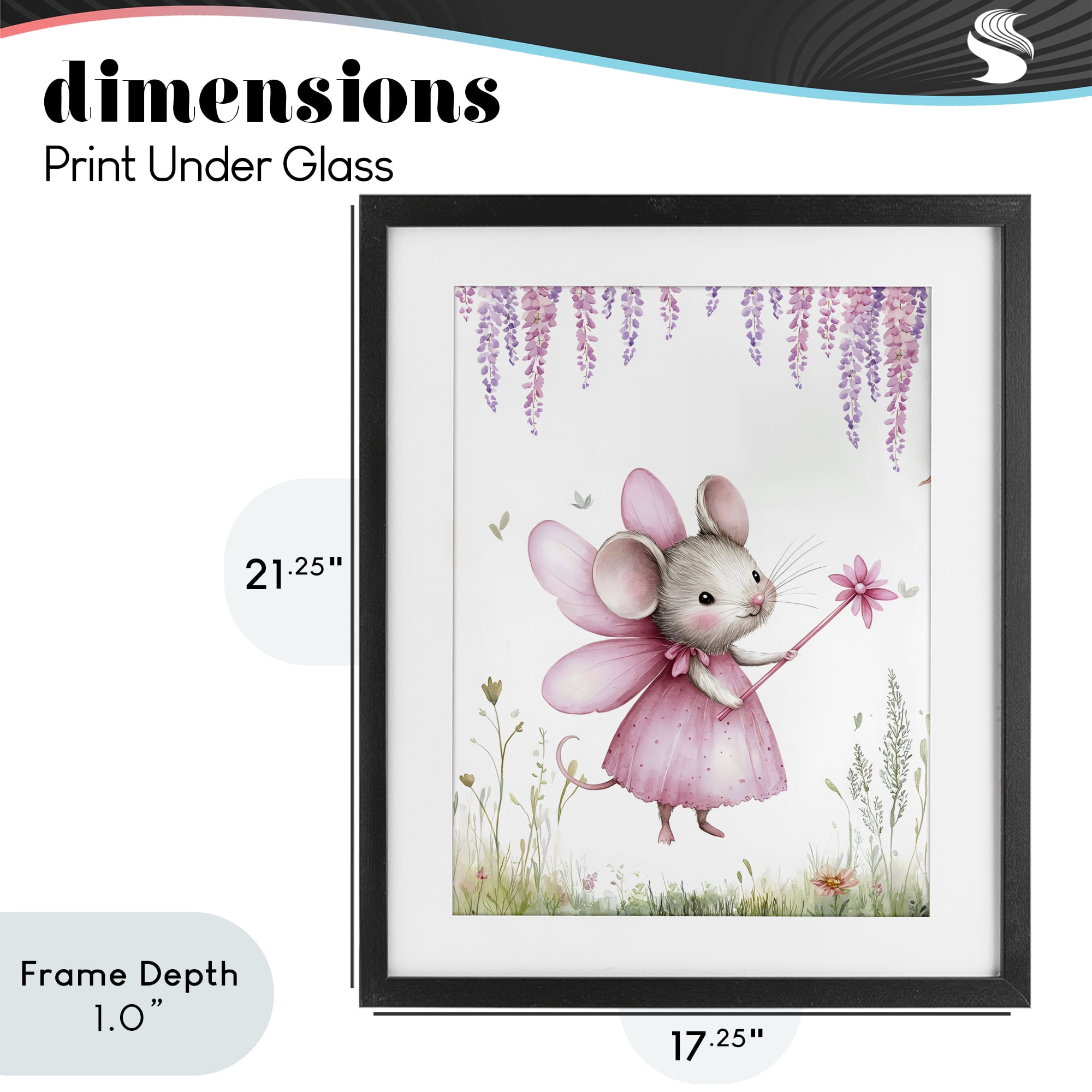 Stupell Industries Woodland Mouse Forest Fairy Black Framed Print Under Glass, design by LSR Design Studio