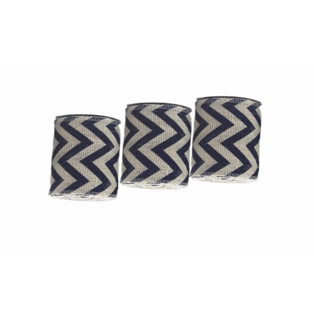 Cinta de yute AAYU azul con diseño chevron 7,5 cm x 13,5 m, paquete de 3