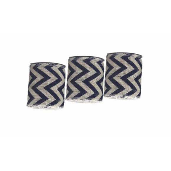Cinta de yute AAYU azul con diseño chevron 7,5 cm x 13,5 m, paquete de 3