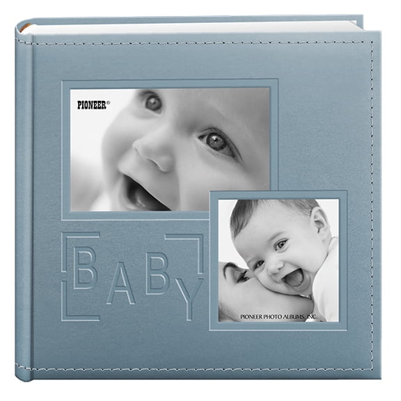 Pioneer Photo Albums "BABY" Embossed Leatherette Collage Frame Cover Photo Album 200 Pockets Hold 4x6 Photos, Blue