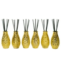 EAST CREEK 8oz Diffuser Bottles w/ 48pcs Dark Grey Fiber Sticks (Gold) - 6pk