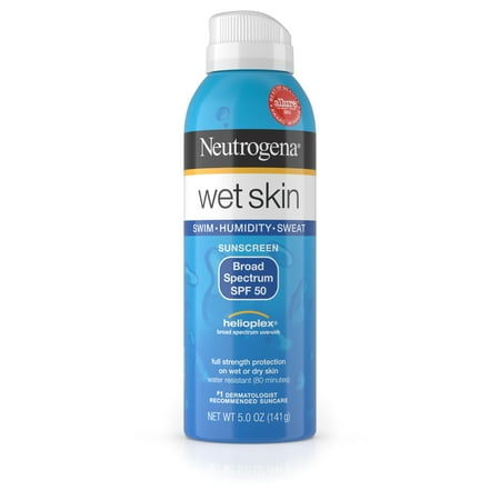 - Neutrogena Wet Skin Sunscreen Spray Broad Spectrum SPF 50, 5 oz