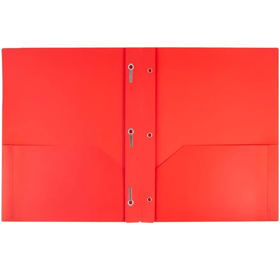 CCOCC Folder Stationery School Supplies A4 Size 3 Prongs 2 Pockets Binder Folder Plastic Pocket Folders with Prong File Folders with Pockets,RED