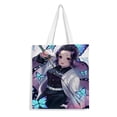 thumbnail image 1 of Kochou Shinobu Bolso de tela con estampado de lienzo para mujer, bolsa de compras reutilizable y estética, con cremallera interior, regalo para mujer,38*45cm., 1 of 6