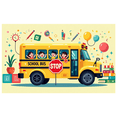 thumbnail image 3 of LUUFILx School Bus Banner Backdrop for Kids Party Decorations Classroom Background Photography Props Birthday Decors Event Supplies Playroom, 3 of 7