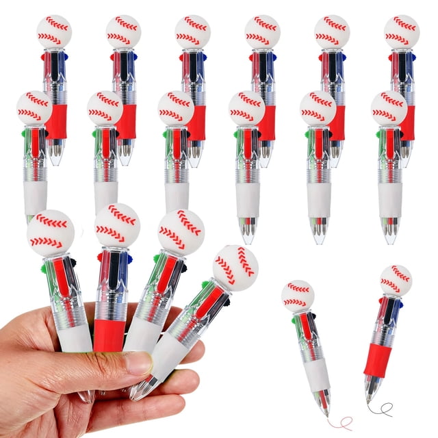 Bolígrafos Zhirlyn de béisbol 4 en 1 multicolor, paquete de 12
