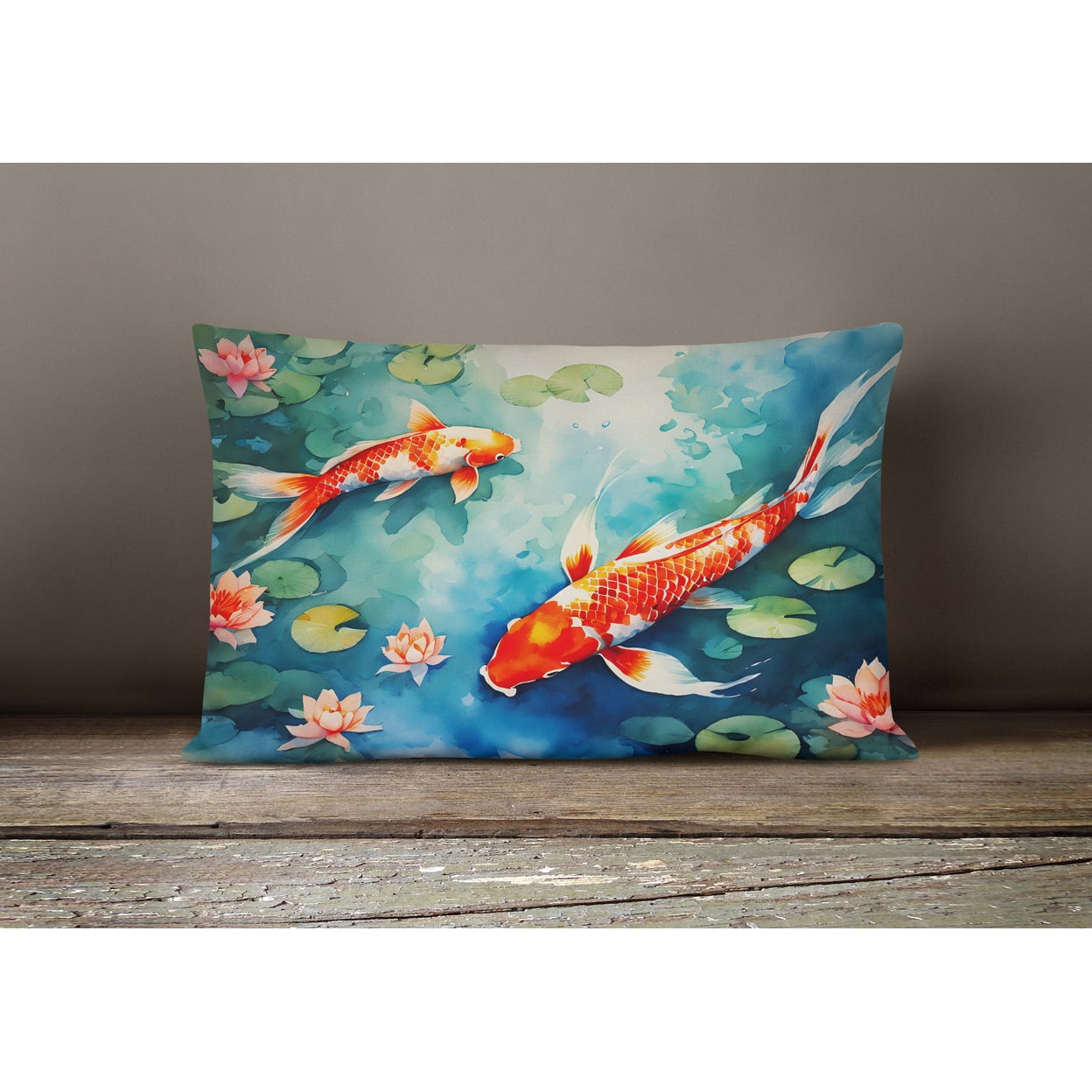 Koi Fish Throw Pillow 12 in x 16 in