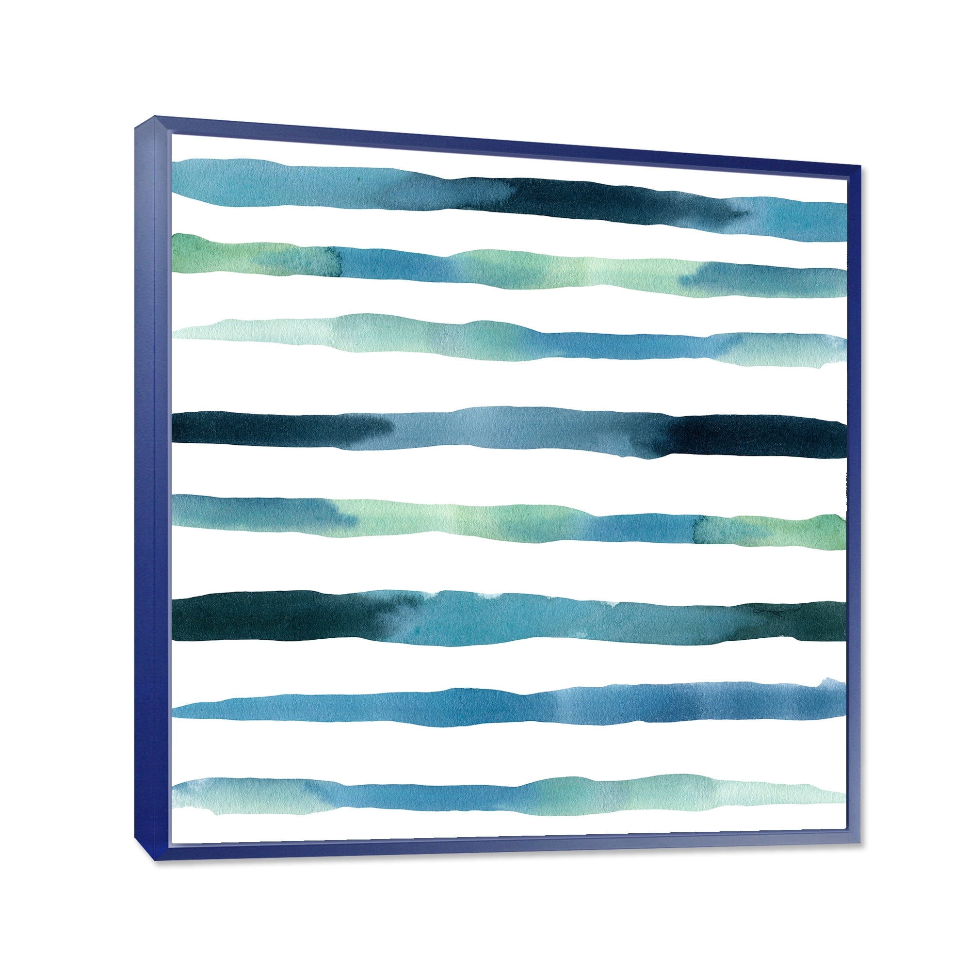 Designart 'Dark Blue Verticals Aquatic ' Modern Framed Canvas Wall Art Print