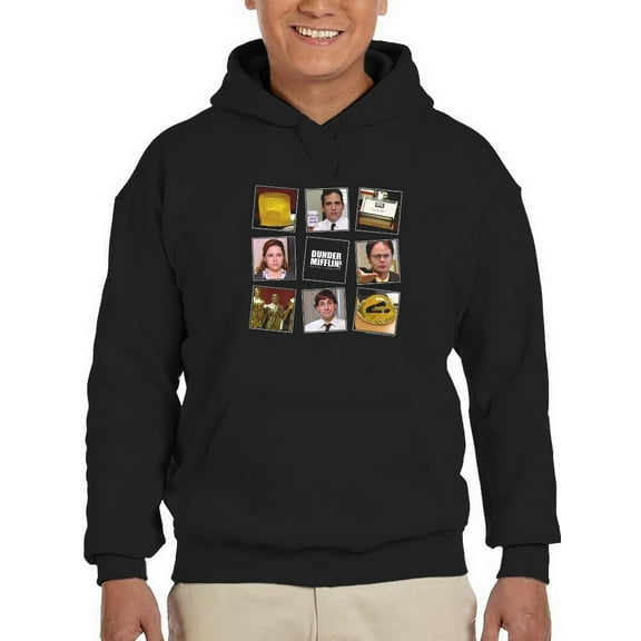 Dunder Mifflin Characters Hoodie Men The Office, Male 4X-Large