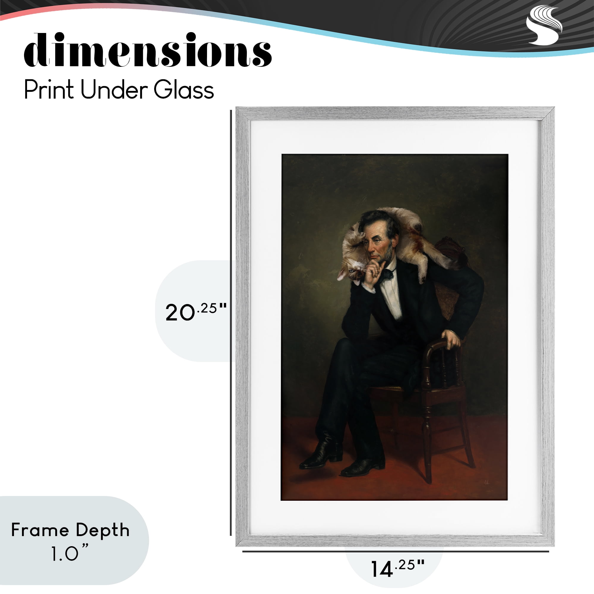 Stupell Industries Cat & Historical Leader Gray Framed Print Under Glass, design by Sarah Adams
