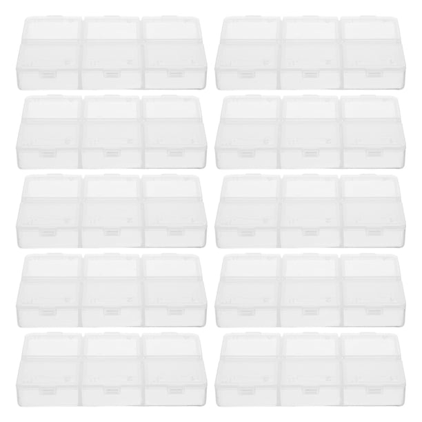 Caja de almacenamiento de cuentas de plástico transparente con divisores ajustables, organizador de 6 compartimentos para manualidades, joyas, cuentas y pequeños accesorios, 10 unidades