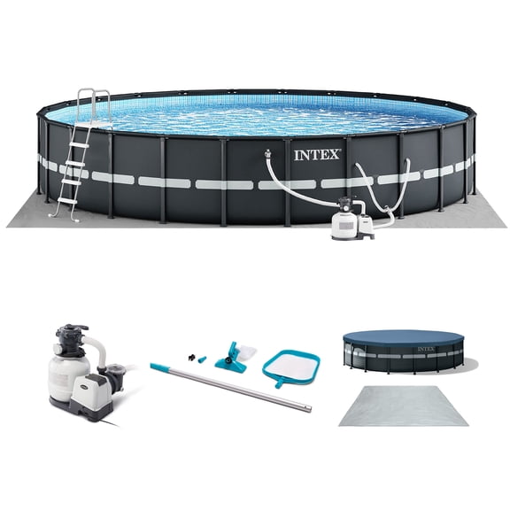 INTEX 18ft x 52in Ultra XTR Above Ground Swimming Pool, Sand Filter Pump, & Cleaning Maintenance Kit